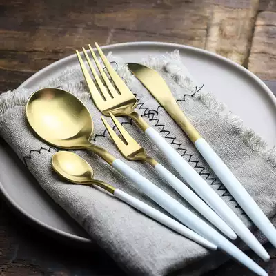 WUXIN 304 stainless steel knife, fork and spoon Western tableware set three-piece steak knife and fork dessert spoon Fruit fork