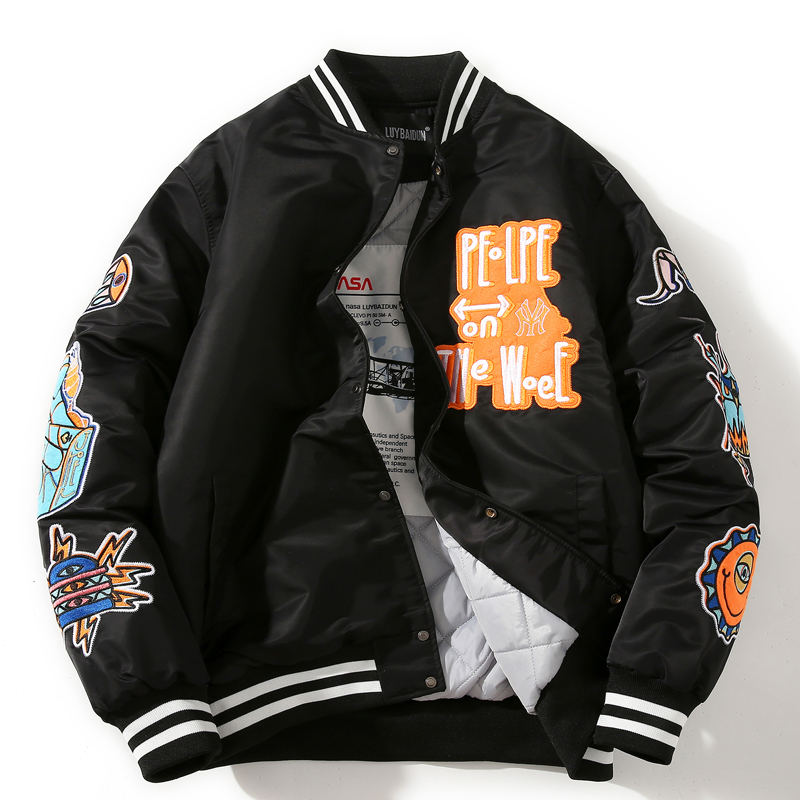 Autumn coat men's trend loose handsome plus thick embroidered baseball uniform men's tide brand youth student casual jacket