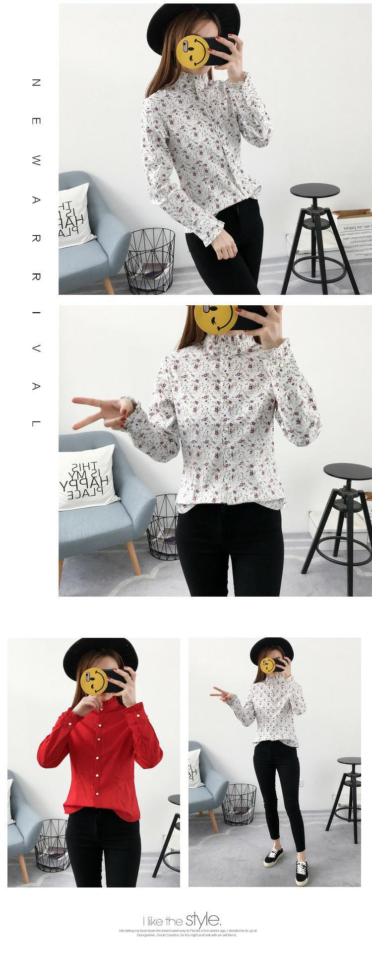 Mùa xuân và mùa thu 2017 mới đại học điểm bão bông áo sơ mi cotton kích thước lớn Slim áo dài tay nữ sinh viên áo sơ mi nữ dài tay trắng