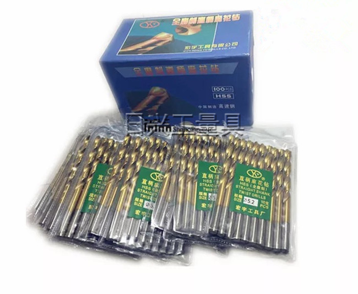 Hongyu full grinding titanium-plated straight handle twist drill straight drill 8 1 9 10 11 12 13 complete specifications