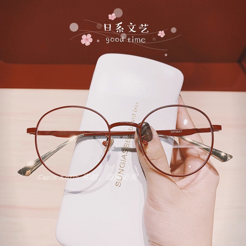 French Capin Kofin retro round red eye frame lady round face gas quality Yan Pingguang Spectacle Tide-Taobao