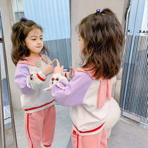 Girls cute suit 2022 new spring clothing cartoon childrens baby girls spring and autumn children Korean version two sets ebb