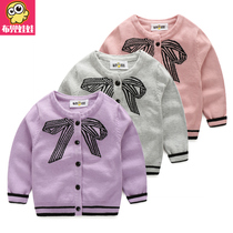 Girls sweater cardigan baby knitwear spring and autumn baby coat Korean children Girl bow shirt