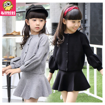 Bugou Doll Childrens Clothing 2021 Spring and Autumn New Small and Small Girls Dress Two Korean Set Childrens Girls Set