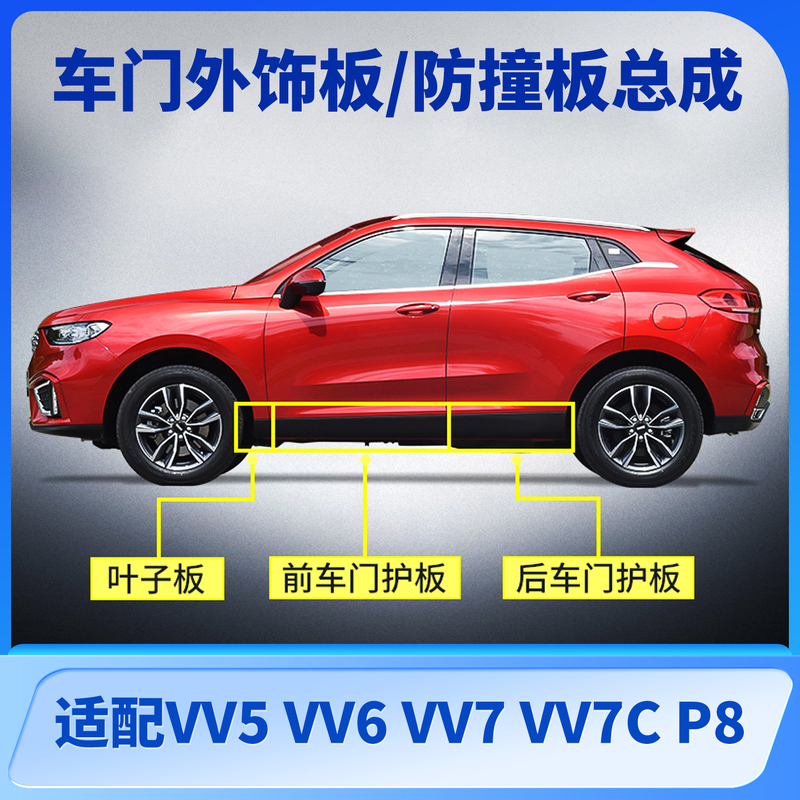 Suitable for Wey Vv5 6 7 P8 Car Door Guards, Side Skirts, Body Anti-Collision and Anti-Scratch Strips, Decorative Panels