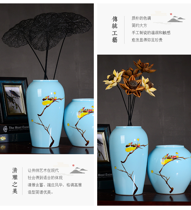 Beaming sitting room ins small fresh Chinese hand - made ceramic vase flower arranging dried flowers lucky bamboo vase furnishing articles