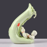 [Два маленьких предположения] Имитация нефрита лотоса листья вазы пара подарки подарки домашняя гостиная