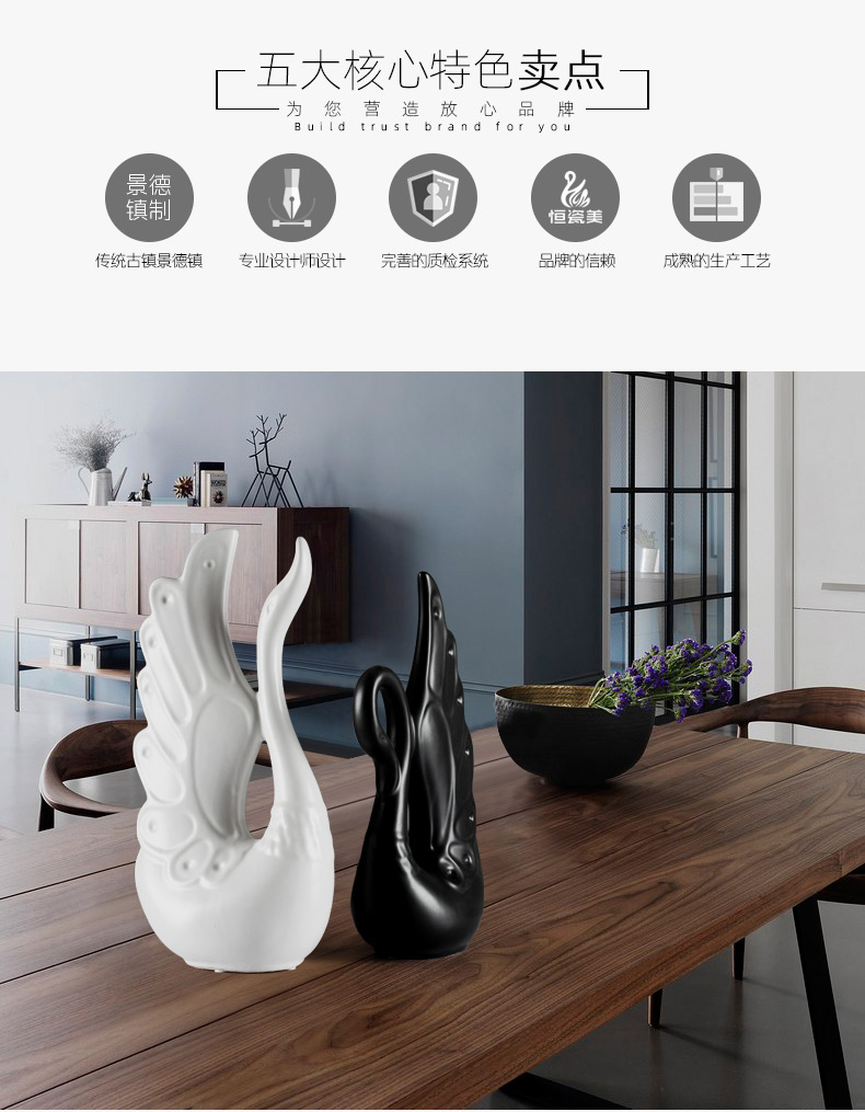 Nordic ceramic home furnishing articles wine sitting room bedroom TV ark, elegant light picking long chicago-brewed goose feather decoration gifts furnishing articles