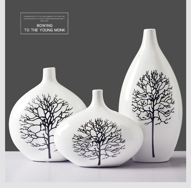 European fashion ceramic three - piece birch vase decoration in modern home decoration flower arrangement sitting room ark, furnishing articles