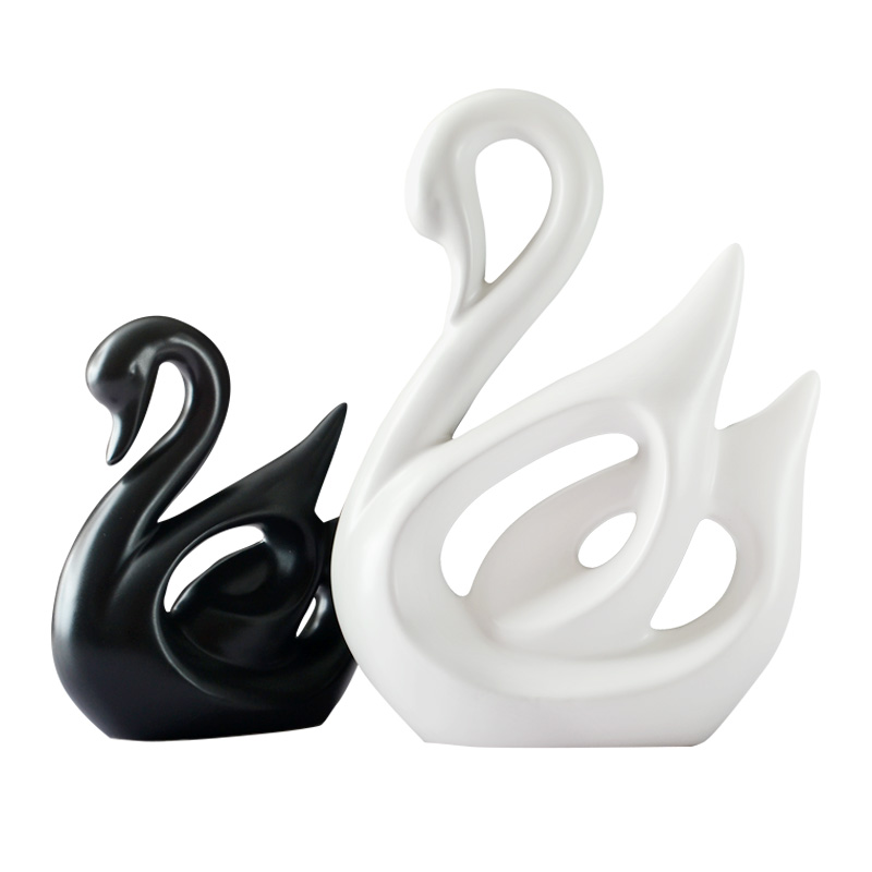 Nordic contracted household act the role ofing is tasted, black and white swan furnishing articles wine sitting room adornment wedding present ceramic arts and crafts