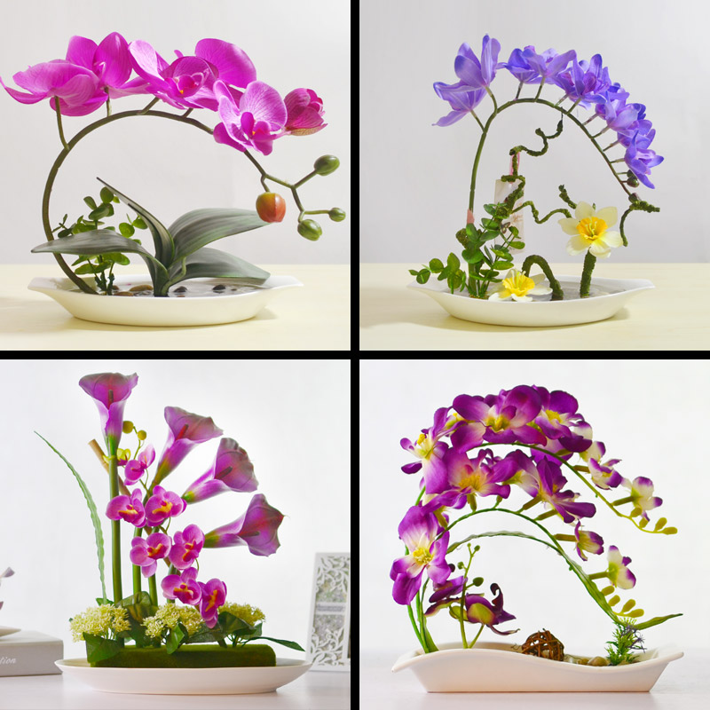 Simulation emulation silk flowers money butterfly orchid orchid fresh flowers miniascape of ceramic household act the role ofing is tasted many optional vase