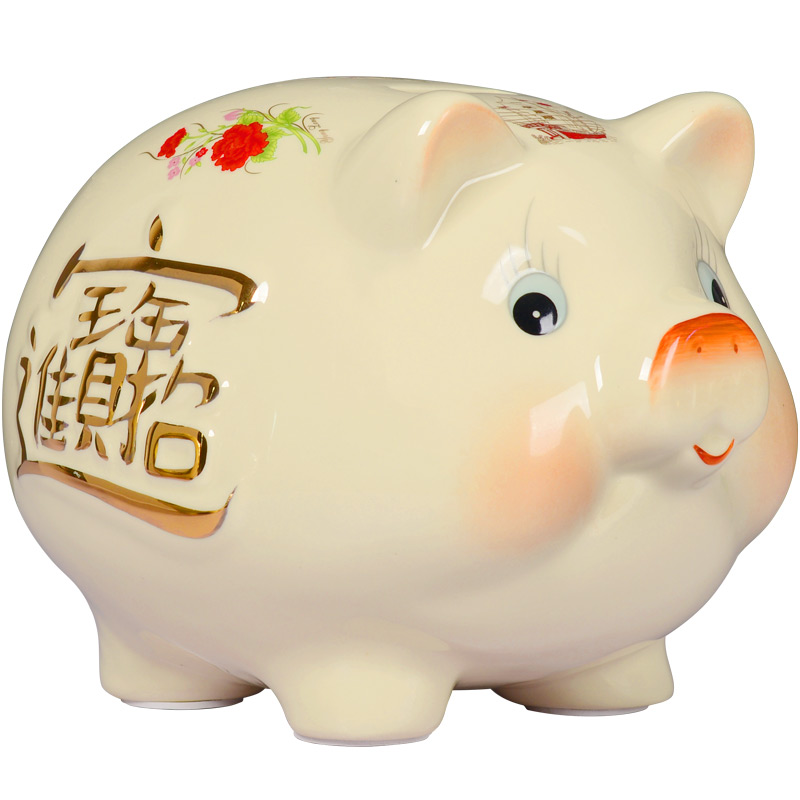 Ceramic furnishing articles beige pig piggy bank piggy bank creative gift birthday, lovely large a thriving business