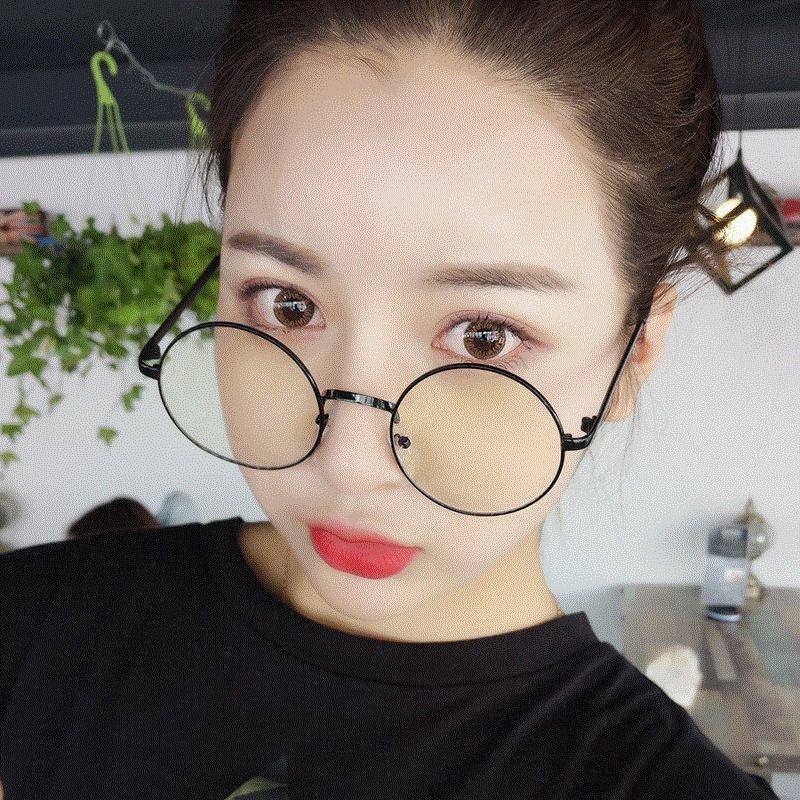 Kính retro khung nam nữ không có ống kính sinh viên dây vàng khung kính tròn khung không độ gương thủy triều kính cận thời trang