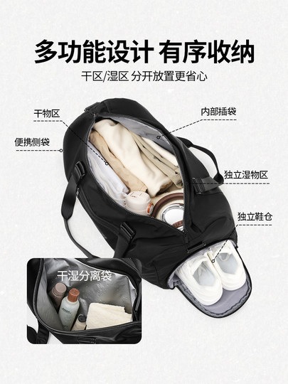 Dickies one-shoulder cross-body sports fitness bag for women with dry and wet separation short-distance travel men's large-capacity luggage bag 25