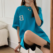 Super fire half-sleeve womens summer 2021 new letters Korean fashion loose long short sleeve t-shirt shirt ins