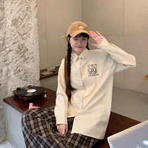 2021 spring dress new college style stack wear Joker long sleeve shirt temperament top female polo collar student shirt tide