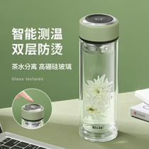 Biological high-grade double-layer glass womens summer portable large-capacity home office smart tea cup men