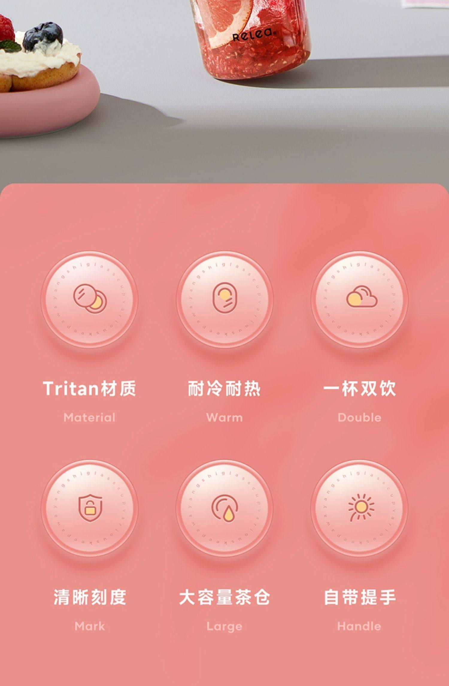 【中國直郵】物生物 2024新款吸管水杯 大容量運動吸管杯 高顏值Tritan杯 花境粉-600ML