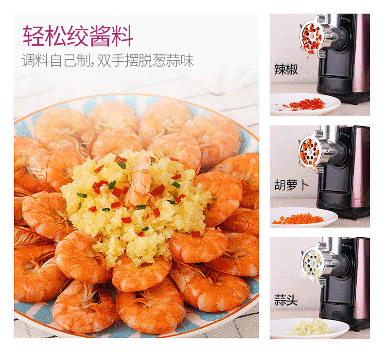 荣事达 多功能电动绞肉机 绞肉/切丝/切片/磨蓉/灌肠 10秒出馅 图5