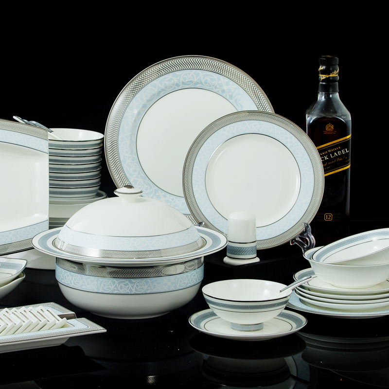 Far industry - European - style key-2 luxury ipads porcelain tableware suit dishes of jingdezhen ceramic porcelain gift set blue dream