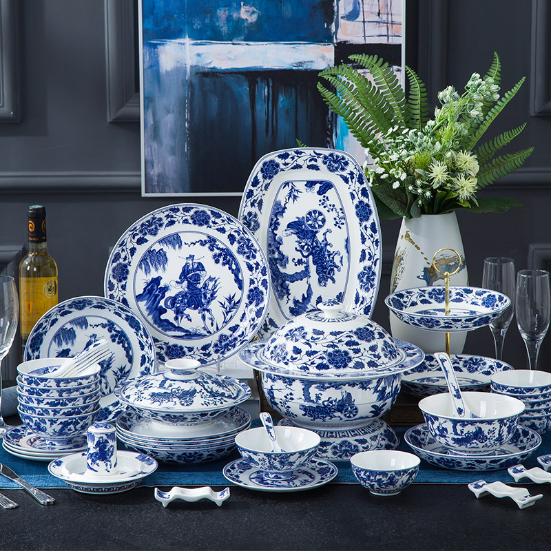 High - grade jingdezhen blue and white porcelain tableware in - glazed suit ipads bowls disc suit household of Chinese style classical dishes