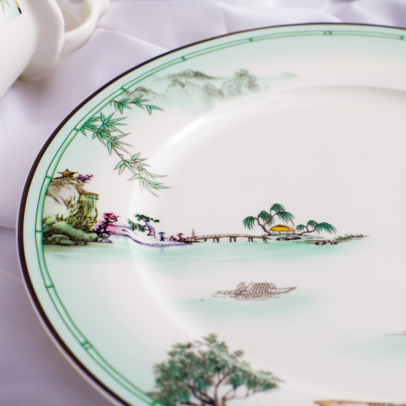 Far industry - ipads porcelain tableware suit Chinese dishes dishes G20 west lake scenery 60 head housewarming gift set
