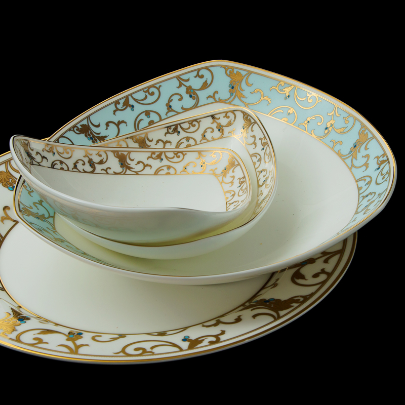 Industry and high - end key-2 luxury gradient gold ipads porcelain tableware suit 66 head of jingdezhen ceramics porcelain dishes suit