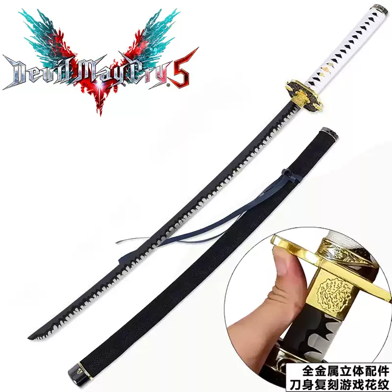 鬼泣 閻魔刀 映画小道具 cosplay 武具 刀装具 日本刀 模造刀 合金装具 鬼泣5阎魔刀金属维吉尔武器1米合金玩具武式刀木刀COS模型未开刃-淘宝