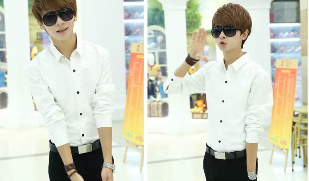 Mua một tặng một mùa thu mới miễn phí phiên bản Hàn Quốc của Slim men giản dị kinh doanh hoang dã áo sơ mi dài tay màu rắn áo sơ mi jean nam