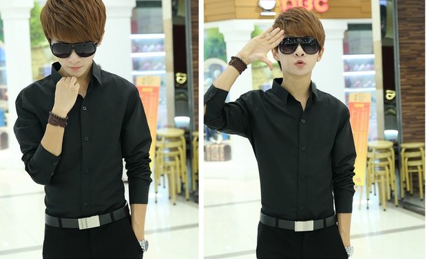 Mùa thu mới cổ áo sơ mi dài tay mỏng nam phiên bản Hàn Quốc của thời trang Slim áo sơ mi nam đơn giản áo sơ mi caro