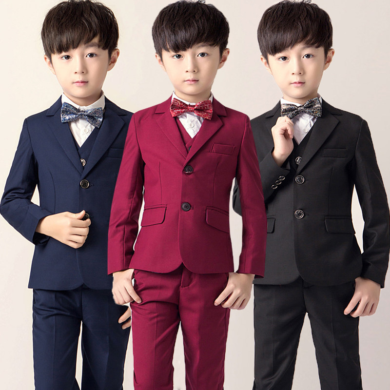 Children's suit male 3 small suit 4 British handsome suit new three-piece tide 5 flower girl dress male 6 wedding years old