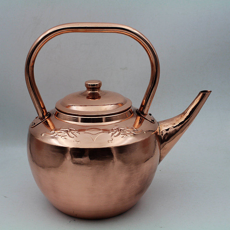 Pure copper thickened flat-bottomed copper kettle kettle copper hot pot restaurant special short mouth long mouth plus soup pot five liters capacity