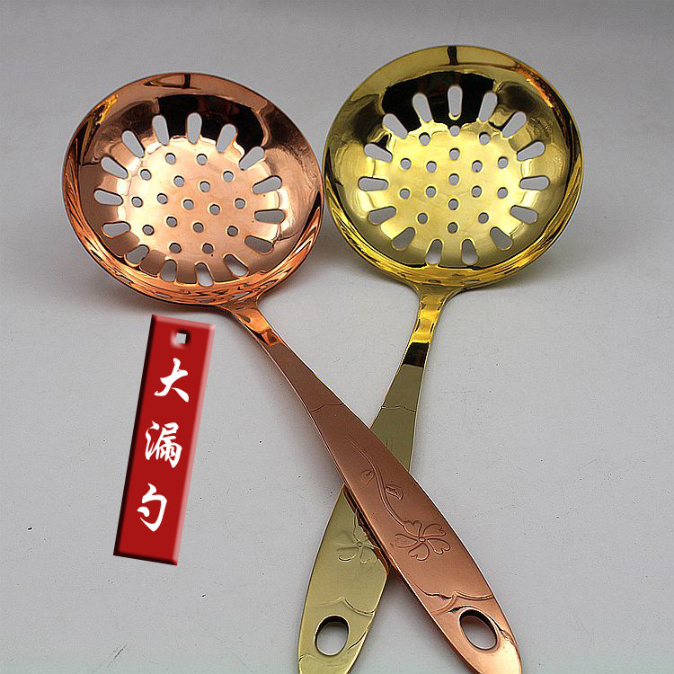 Pure copper thickened kitchen utensils hotel supplies tableware rice spoon spoon colander large copper brass colander