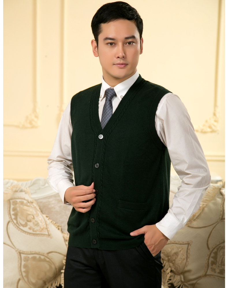 Áo xuân hè 2018 quần áo len trung niên áo len len nam cha tải vest len ​​đan vest vest nam size lớn đồ vest nam