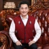 Mùa xuân trung niên áo len nam đan áo len cổ chữ V vest len ​​lỏng và tăng phân bón áo len nam trung niên Dệt kim Vest