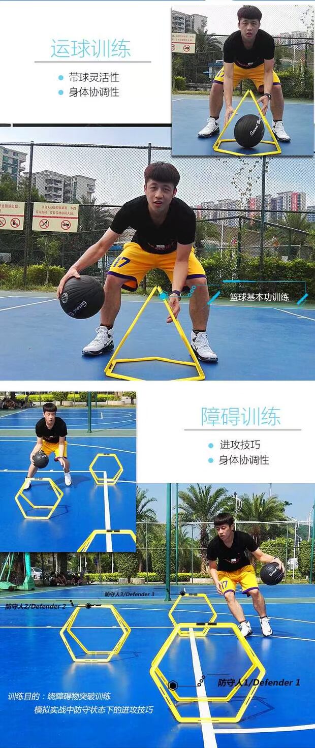 Sáu cạnh nhạy cảm lục giác thang kết hợp miễn phí thiết bị đào tạo bóng rổ bóng đá bước chân đào tạo đáp ứng tốc độ nhạy cảm - Bóng rổ quả bóng rổ nike chính hãng