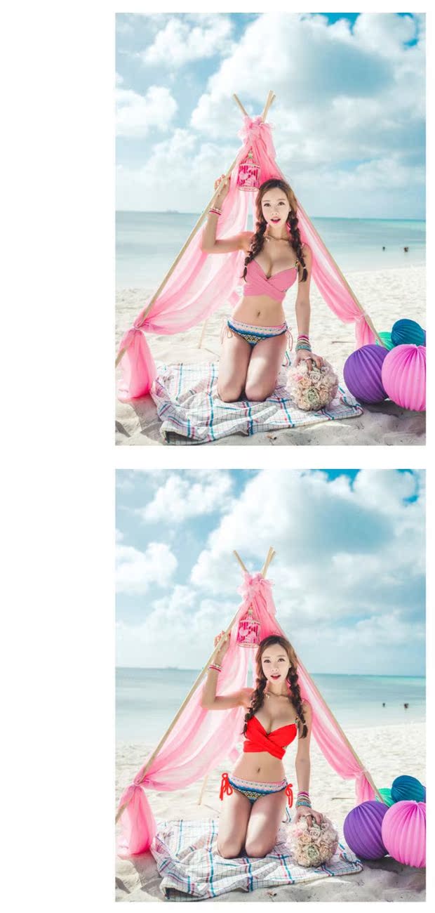 Bộ bikini mới của phụ nữ Hàn Quốc áo tắm mỏng gợi cảm chia nhỏ ngực siêu tập hợp thép tấm đồ bơi đồ bơi tay dài nữ
