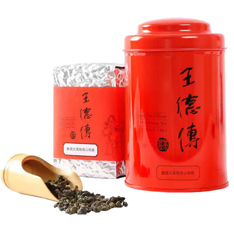 王德傳臺灣高山烏龍茶嚴選大禹嶺150g烏龍茶中紅罐裝高山烏龍茶送禮用