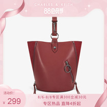 CHARLES & KEITH shoulder bag CK2-10780920 zipper ring decoration WOMENs hand bucket bag
