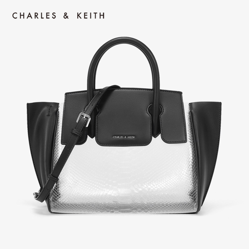 CHARLES & KEITH handbag CK2-50150860 Crocodile PRINT trim TRANSPARENT shoulder BAG SWING bag FOR WOMEN