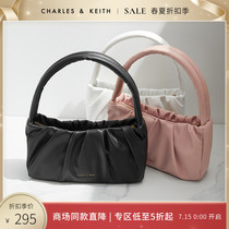 CHARLES & KEITH Cloud bag CK2-50781535 Pleated shoulder hobo armpit bag on the run Princess female