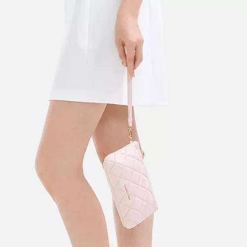 CHARLES&KEITH Осенне-зимняя женская сумка CK6-20681130, мягкий кошелек на запястье со стеганой ромбической молнией для женщин