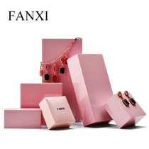 FANXI FANXI jewelry display stand pink square wooden earrings necklace ring jewelry display props