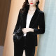 Black velvet suit jacket women's spring top high-end feminine fashion gold velvet small suit business suit