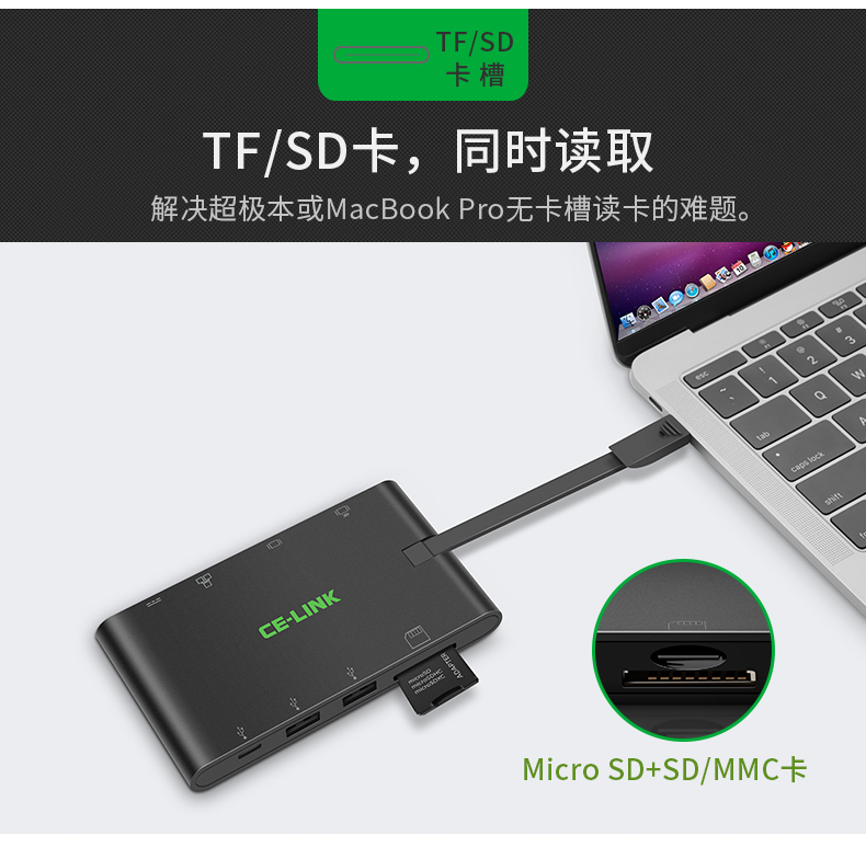 CE-LINK loại lưu trữ usb3.1type-c docking trạm Huawei kê táo máy tính xách tay macbook chuyển đổi cáp trung tâm mở rộng hdmi điện thoại di động pro / không khí phụ kiện máy tính - USB Aaccessories đèn led usb