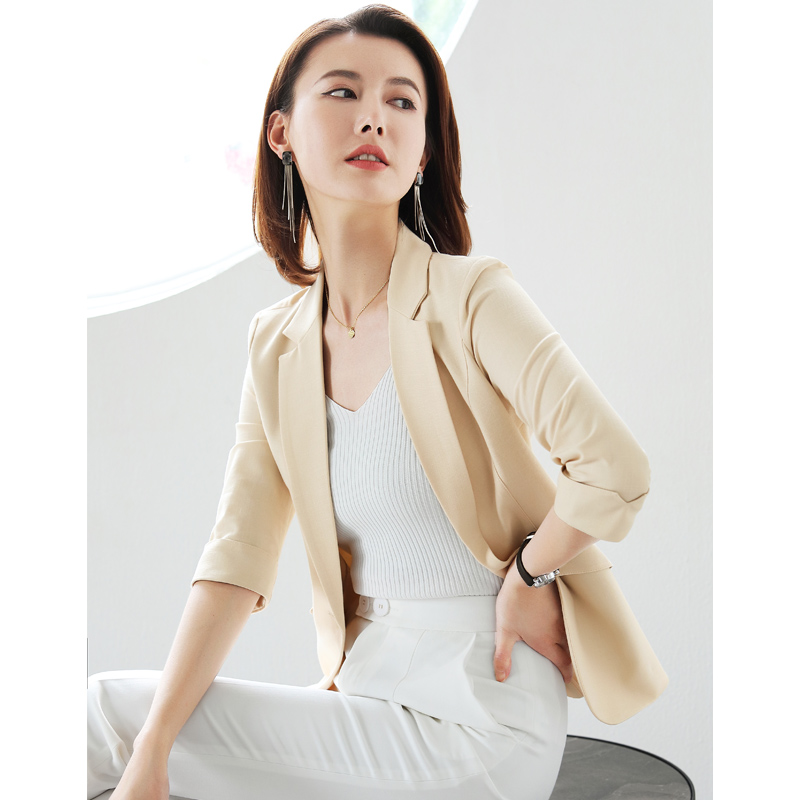 Silk Belle phụ nữ phù hợp với top mỏng 2020 mùa hè khí trang phục chuyên nghiệp bảy tay áo của phụ nữ phù hợp với áo khoác