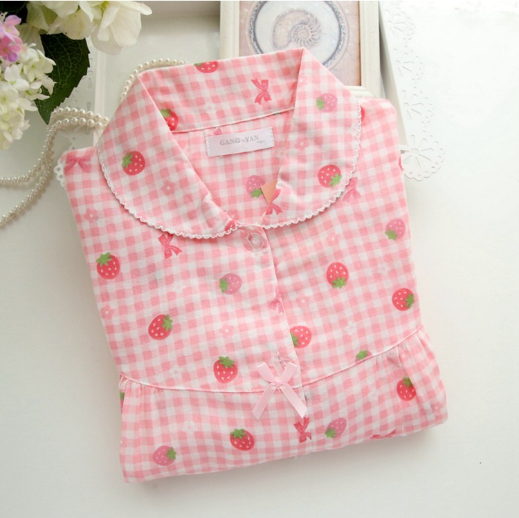 Dễ thương bông gạc cha mẹ và con mặc đồ ngủ dài tay cotton mùa xuân và mùa thu mẹ và con mặc quần áo nhà trẻ em đồ ngủ cô gái đồ bộ