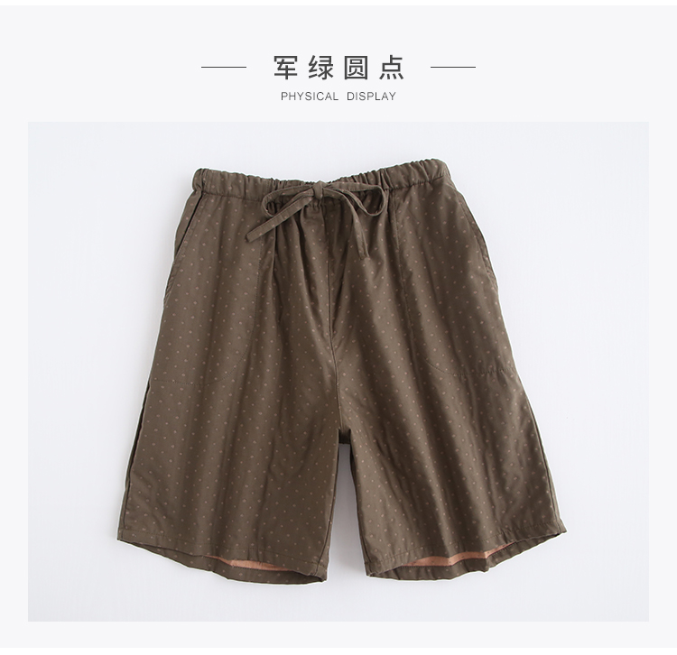 Đặc biệt hàng ngày Nam kẻ sọc cotton đôi gạc nhà quần short phần mỏng Bộ đồ ngủ mùa hè 5 điểm quần quần mặc nhà cho nữ