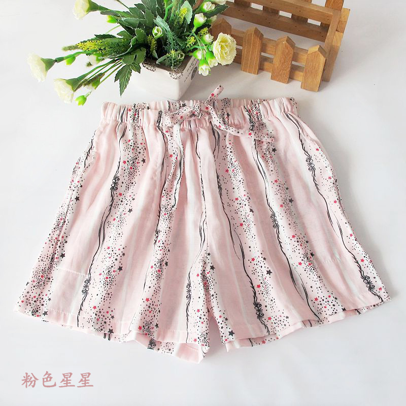 Mùa hè mềm bông đôi gạc phụ nữ pajama quần short nhà quần bông chải kỹ