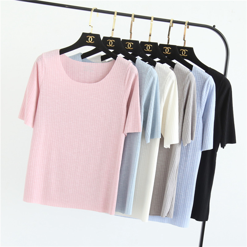 Sweatshirt female pyjamas woman single blouse T-shirt short sleeve thin family home clothes full cotton outwear with bottom thread elastic-Taobao